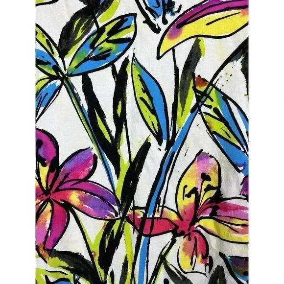 Jams World Top Sz XS Dali Floral Print Short Sleeves Scoop Neckline - Picture 9 of 9